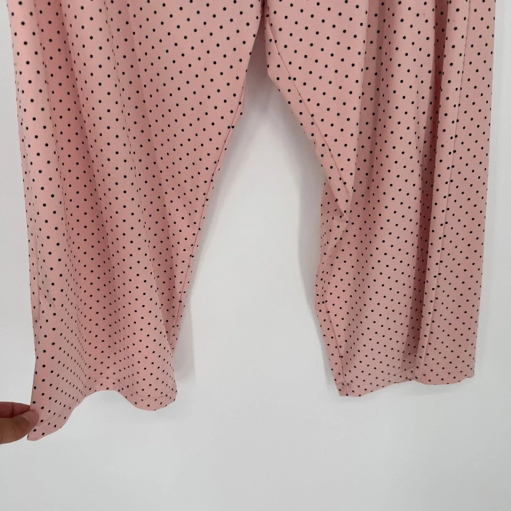 Polka Dot Babydoll Pajama Set Sz L Pink Lace Trim Coquette Balletcore Sleepwear‎